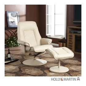 Holly & Martin Nolan Leather Recliner and Ottoman-Taupe - 85-177-046-1-36
