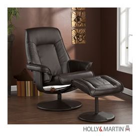 Holly & Martin Nolan Leather Recliner and Ottoman-Brown - 85-177-046-1-04