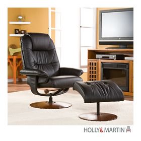 Holly & Martin Parrish Leather Recliner and Ottoman-Black - 85-191-046-1-01