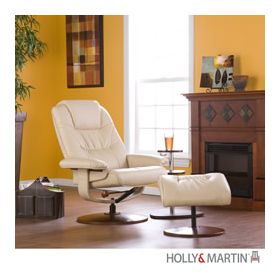 Holly & Martin Parrish Leather Recliner and Ottoman-Taupe - 85-191-046-1-36
