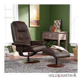 Holly & Martin Parrish Leather Recliner and Ottoman-Brown - 85-191-046-1-04