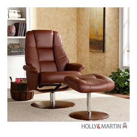 Holly & Martin Torwood Leather Recliner and Ottoman-Cognac - 85-238-046-1-08