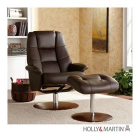 Holly & Martin Torwood Leather Recliner and Ottoman-Brown - 85-238-046-1-04