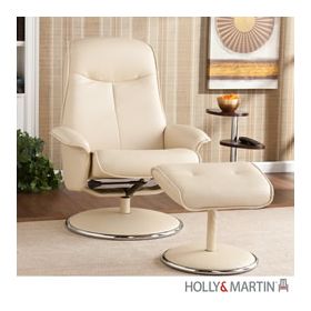 Holly & Martin Naomi Leather Recliner and Ottoman-French Vanilla - 85-174-046-1-14