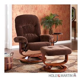 Holly & Martin Tyler Fabric Recliner and Ottoman-Chocolate - 85-241-045-1-06