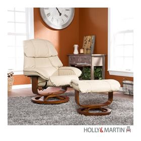 Holly & Martin Canyon Lake Leather Recliner and Ottoman-Taupe - 85-056-046-1-36