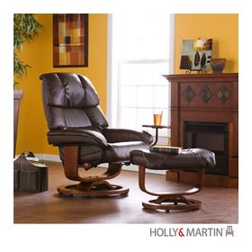 Holly & Martin Canyon Lake Leather Recliner and Ottoman-Brown - 85-056-046-1-04