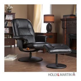 Holly & Martin Columbia Comfortlast Recliner and Ottoman-Black - 85-071-044-1-01