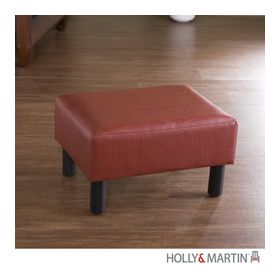 Holly & Martin Gerard Foot Stool-Red Leather - 75-108-053-3-30