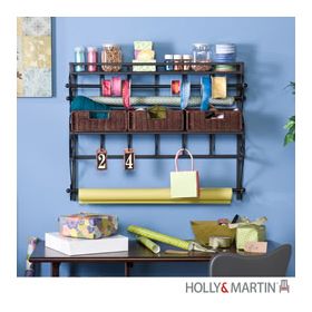 Holly & Martin Olivia Wall-Mount Craft Storage Rack w/ Baskets-Black - 25-184-054-5-38