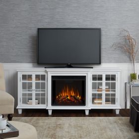 Real Flame Marlowe Electric Entertainment Fireplace in White - 2770E-W