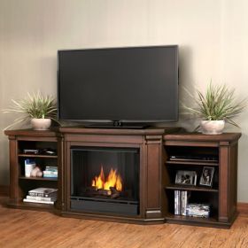 Real Flame Valmont Entertainment Center Gel Fireplace in Chestnut Oak - 7930-CO