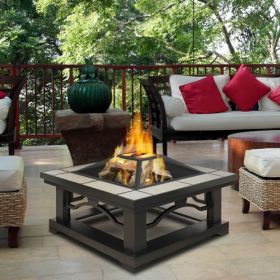 Real Flame Crestone Fire Pit with Grey Tile - 914-GRT