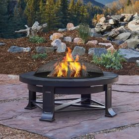 Real Flame Edwards Wood-Burning Fire Pit with Gray Tile - 938-GRT