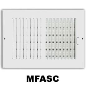 Metal-Fab Aluminum Sidewall/Ceiling Register 6x4 White 2-Way - MFASC64W2
