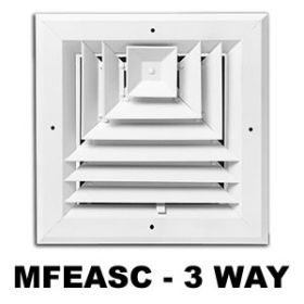 Metal-Fab Extruded Aluminum Sidewall/Ceiling Register 6x6 White 3-Way - MFEASC6W3