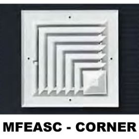 Metal-Fab Extruded Aluminum Sidewall/Ceiling Register 6x6 White Corner - MFEASC6WC