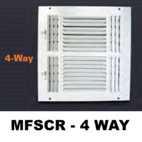 Metal-Fab Sidewall/Ceiling Register 6x6 White 4-Way - MFSCR66W4