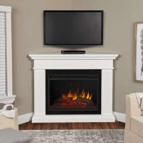 Real Flame Kennedy Grand Corner Electric Fireplace in White - 8050E-W