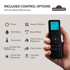 Astound FlexMount Electric Fireplace included control options
