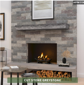 Pearl Mantel Natural Cut Stone Non-Combustible Mantel 60 inches greystone finish