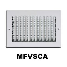 Metal-Fab Vertical Sidewall Ceiling Single Deflection Register Adjustable 8x4 White - MFVSCA84W