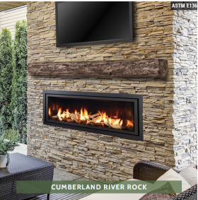 Cumberland Live Edge Non-Combustible Mantel Shelf 60 Inches River Rock Finish