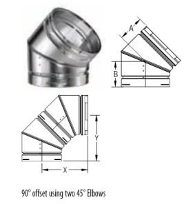 M&G DuraVent 10'' Round Gas Vent 45 Degree Adjustable Elbow - 10GVL45 // 10GVL45