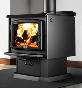 Osburn 2300 Wood Stove and Blower with Black Door Overlay - OB02302