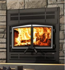 Osburn Stratford II Wood Fireplace - Prairie Style - Nickel Door - OB04007