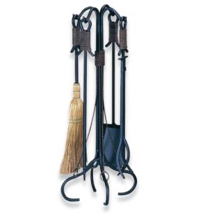 Uniflame 5 Piece Black Wrought Iron Fireset with Copper Rope - F-1299
