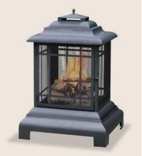 Uniflame Black Wood Burning Outdoor Firehouse - WAF501CS