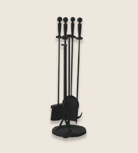 Uniflame 5 Piece Black Finish Fireset With Double Rods - F-1583B