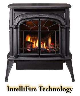 Vermont Castings Intrepid Direct Vent Gas Stove with IntelliFire Touch - Classic Black - INDVR-IFT-CB