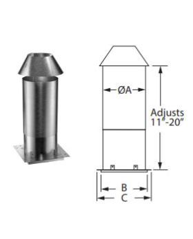 DuraVent 3 or 4 Round B-Vent Adjustable Attic Insulation Shield - 3BVIS