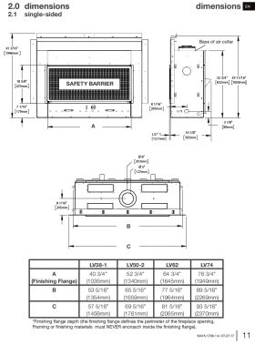 Napoleon Vector Series Gas Direct Vent Fireplace Dimensions