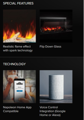 Napoleon Astound Built-in Electric Fireplace  NEFB96AB special features