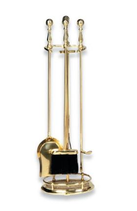 Uniflame 5 Piece Solid Brass Fireset with Ball Handle - F-9021