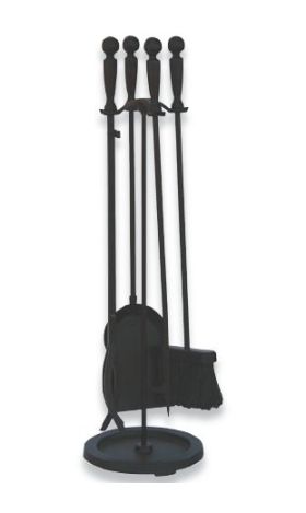 Uniflame 5 Piece Black Wrought Iron Fireset with Ball Handles - F-1583
