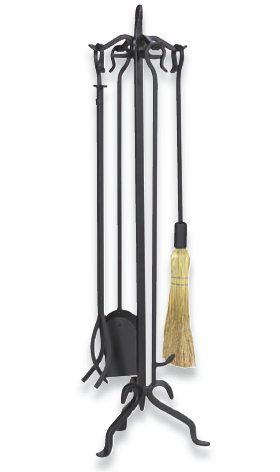 Uniflame 5 Piece Black Wrought Iron Extra Tall Fireset - F-1269