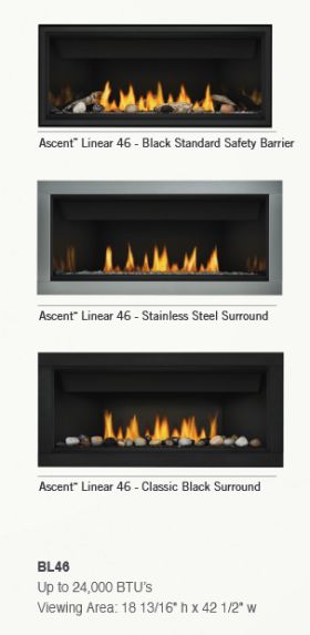 Napoleon Ascent Linear BL46 Direct Vent Gas Fireplace Fronts
