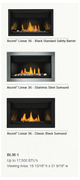 Napoleon Ascent Linear BL36 Direct Vent Gas Fireplace Fronts