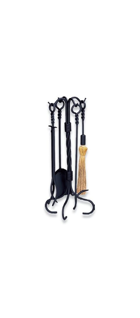 Uniflame 5 Piece Black Wrought Iron Ring/Swirl Fireset - F-1123