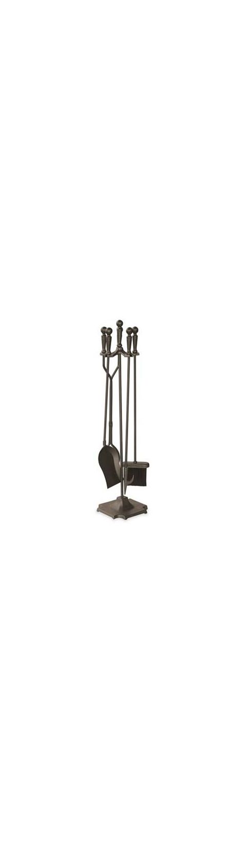 Uniflame 5 Pc Bronze Fireset With Ball Handles Pedestal Base - F-1634