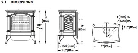 Napoleon-gds60-direct-vent-gas-stove-dimensions