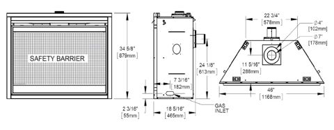 Napoleon Ascent B46 Direct Vent Gas Fireplace Dimensions