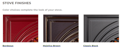 Vermont Castings Stardance Direct Vent Gas Stove Finishes