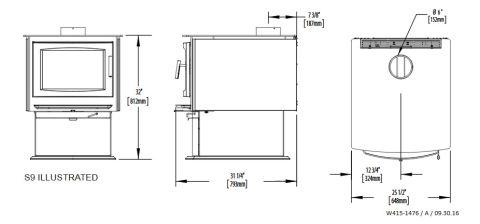 Napoleon S9 Wood Stove Dimensions