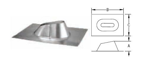 M&G DuraVent 4'' Oval Gas Vent Oval Adjustable Roof Flashing - 4GWF // 4GWF
