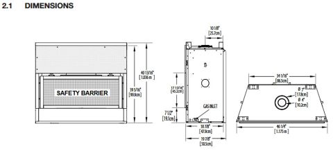 Napoleon Linear LHD45 Direct Vent Gas Fireplace Dimensions